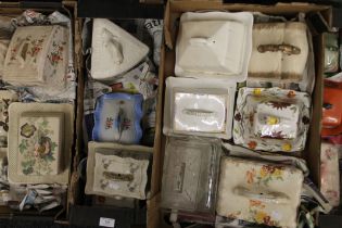 Four boxes of porcelain butter dishes to include Masons ironstone, Wedgwood, etc.