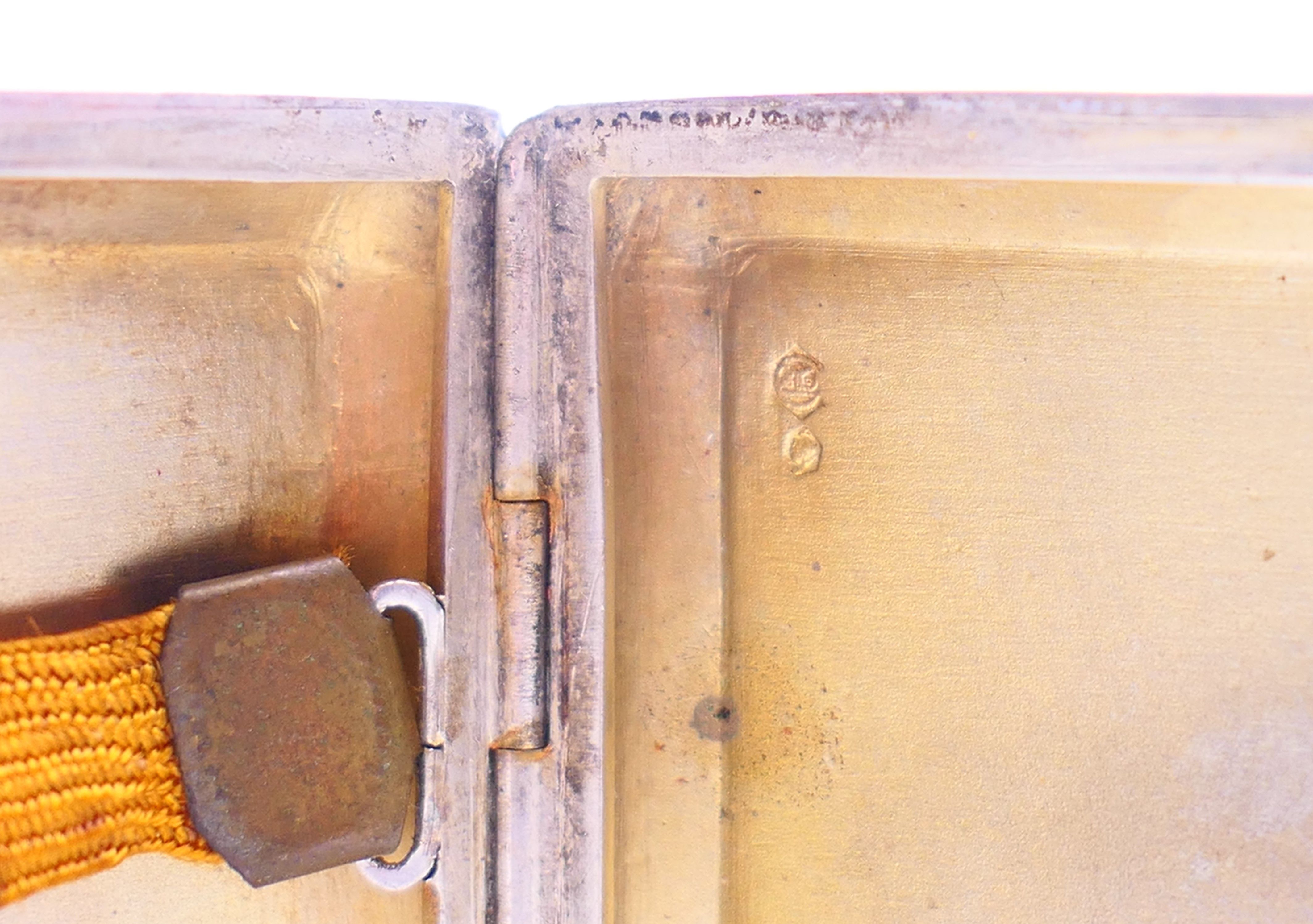 A continental silver and blue enamel cigarette case. 10 cm x 8 cm. - Image 6 of 8