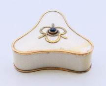 A Russian (attributed to Faberge) two-colour gold and silver gilt, sapphire set bell push,