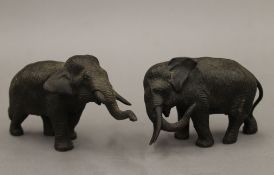 Two bronze elephants. The largest 15.5 cm long.