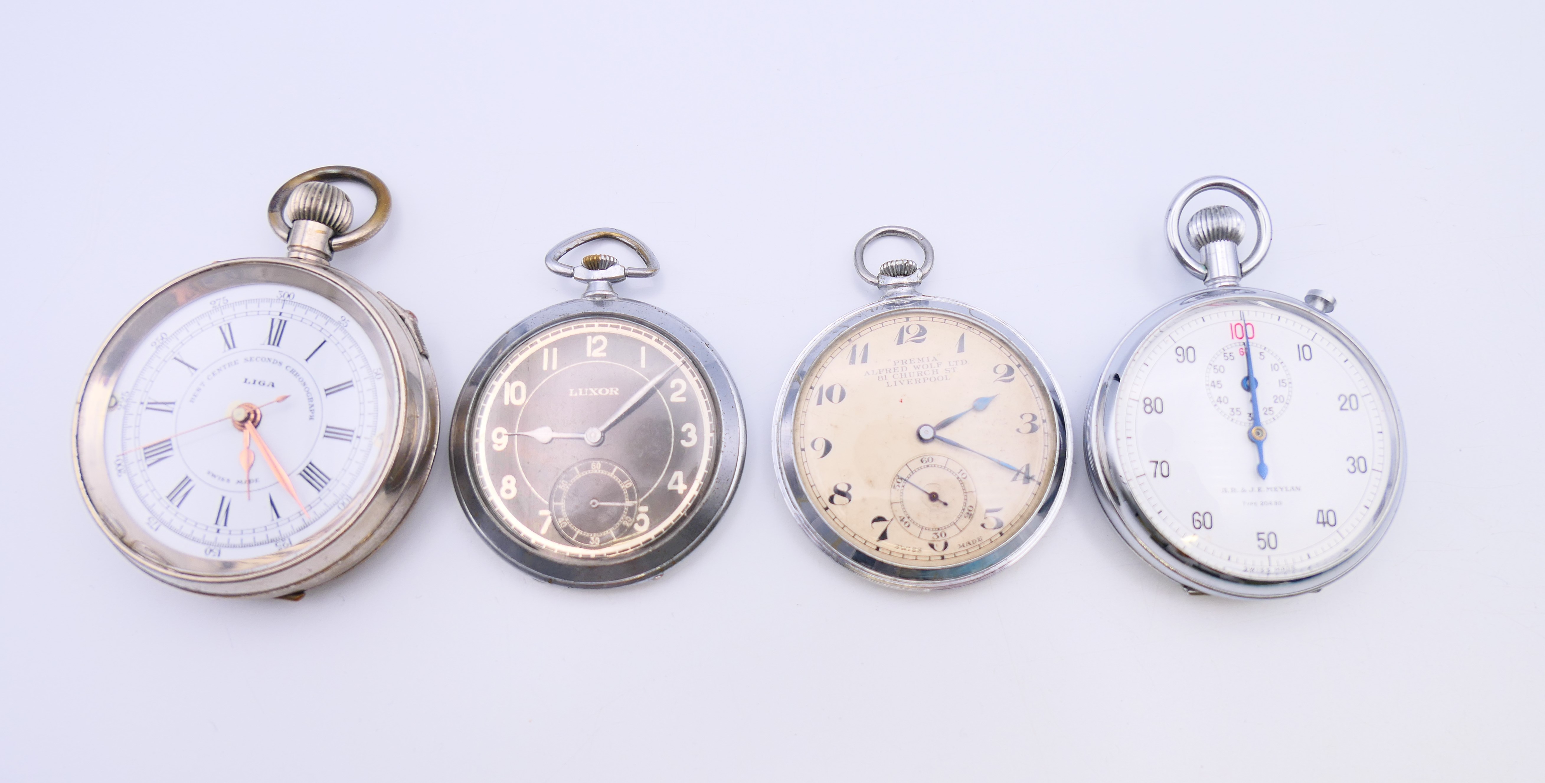 Two Art Deco gentleman's pocket watches, one marked Luxor, the other marked Premia Alfred Wolf Ltd,