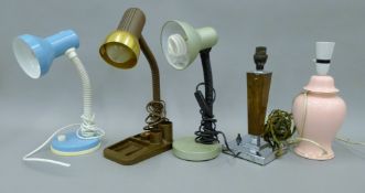 A collection of vintage table lamps, including Art Deco. The largest 40 cm high.