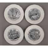 Four 19th century transfer printed children's plates depicting the sacred history of Joseph and his