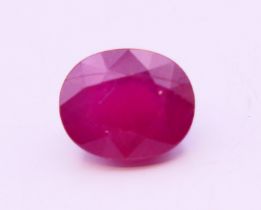 A loose ruby, 2.5 carats. 1 cm high.