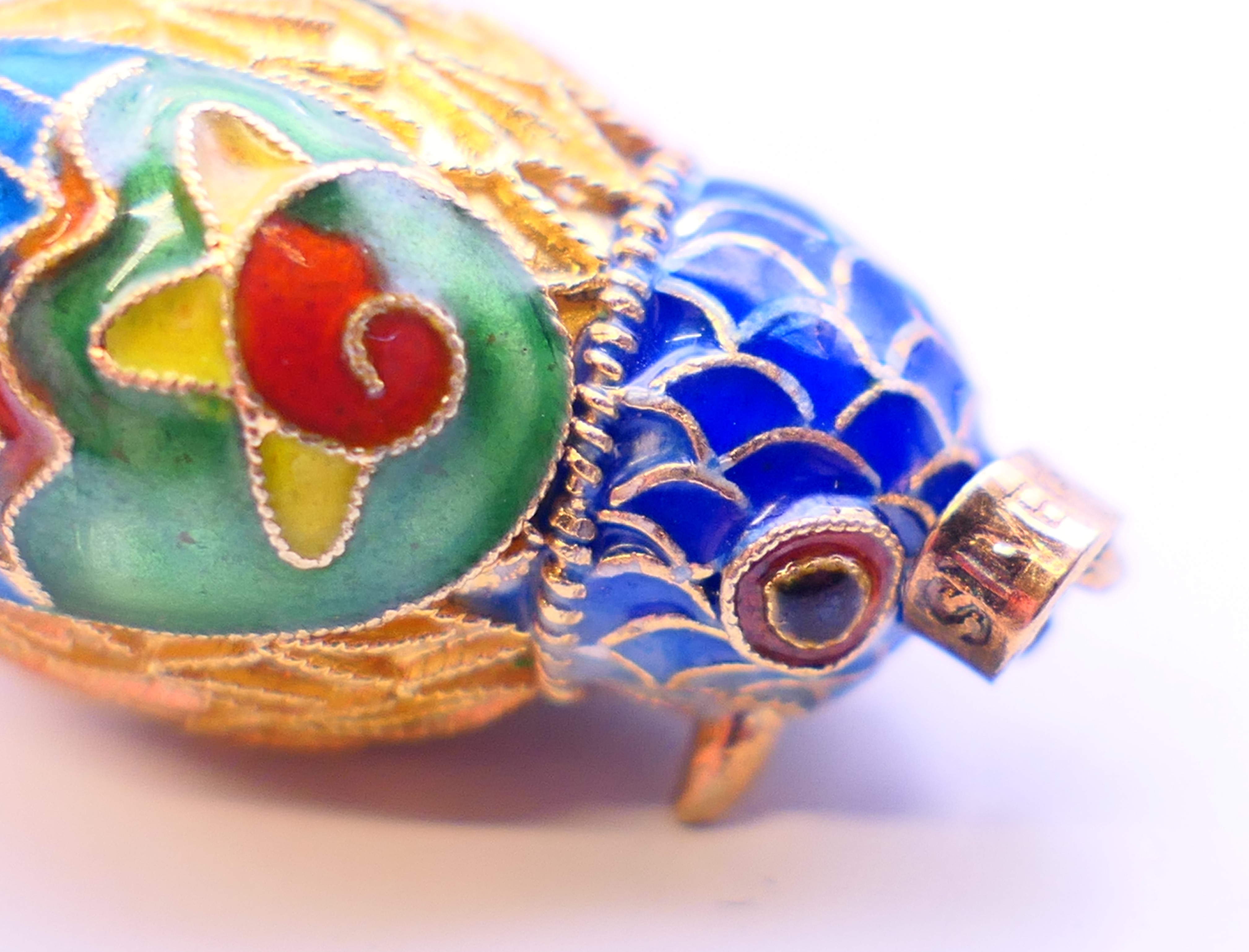 Two Chinese silver and enamel pendants. 4 cm high and 3 cm high. - Image 7 of 7