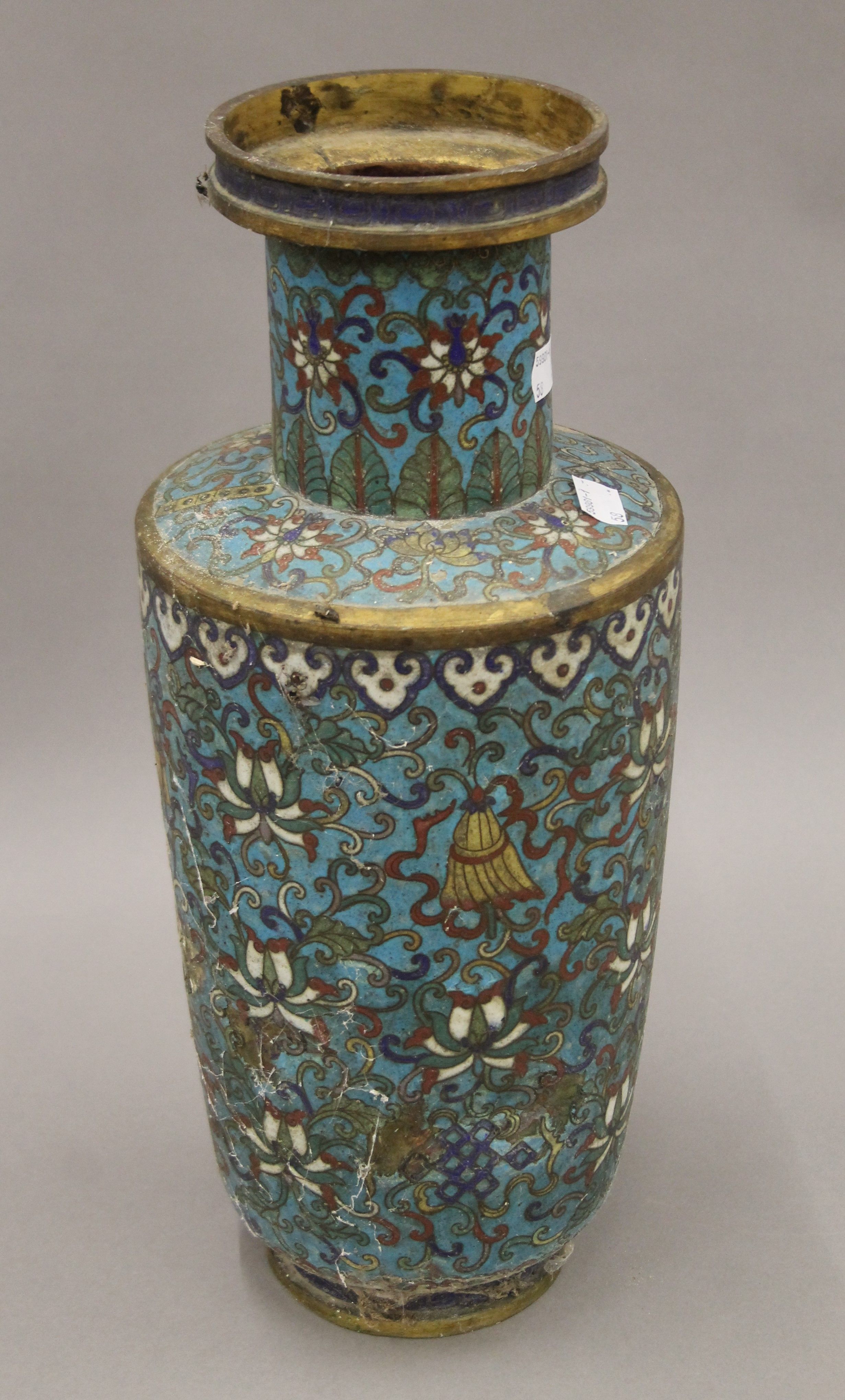 A Chinese cloisonne vase. 42.5 cm high.