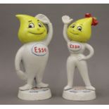 A pair of cast iron Esso money boxes. The largest 24 cm high.