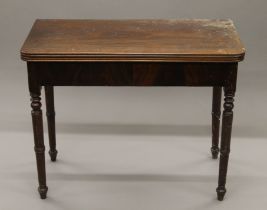 A 19th century mahogany folding tea table. 90 cm wide.