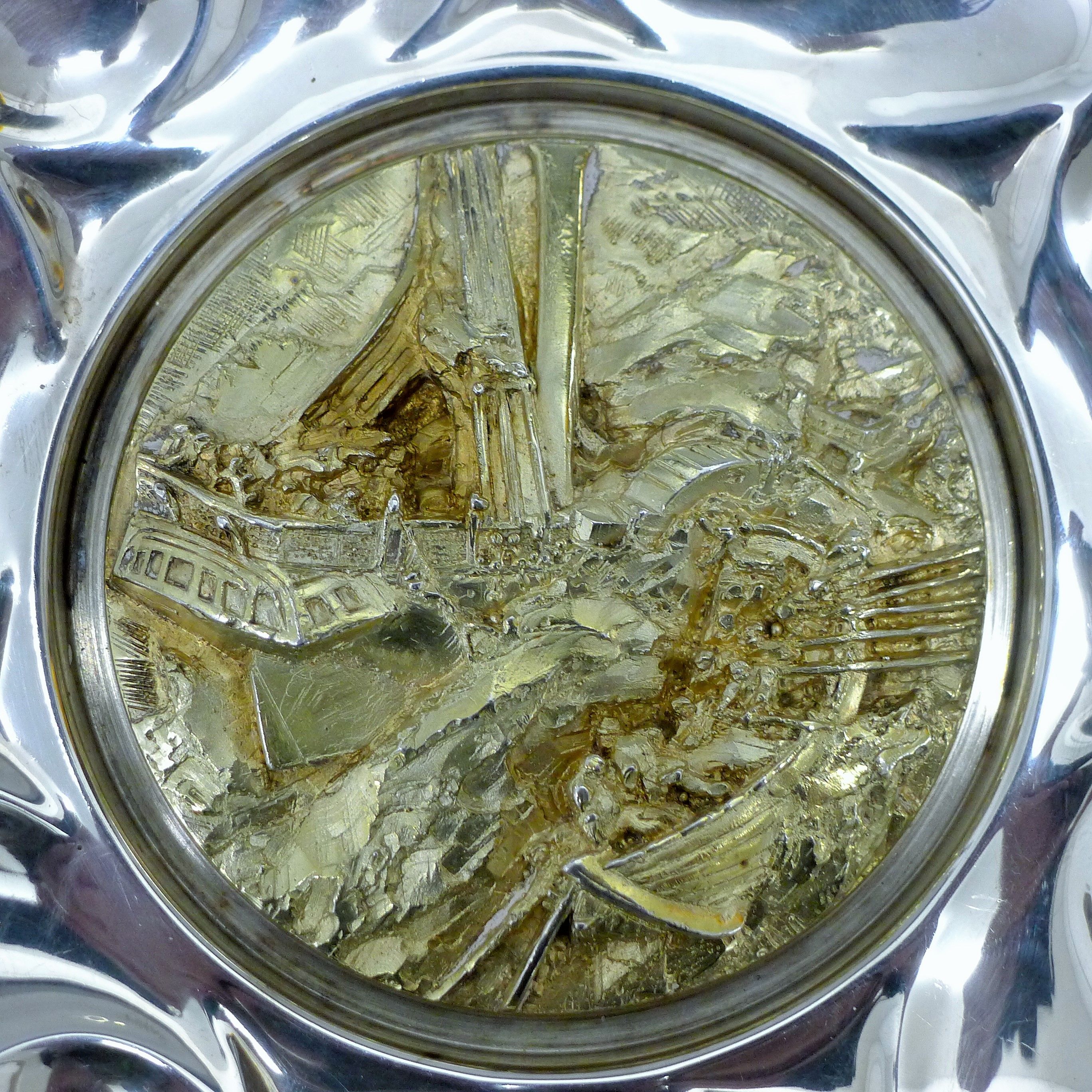 A silver and silver gilt limited edition Royal National Lifeboat Institution commemorative dish. - Image 3 of 5