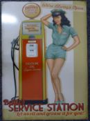 A Bettie's Service Station tin sign. 50 x 70 cm.
