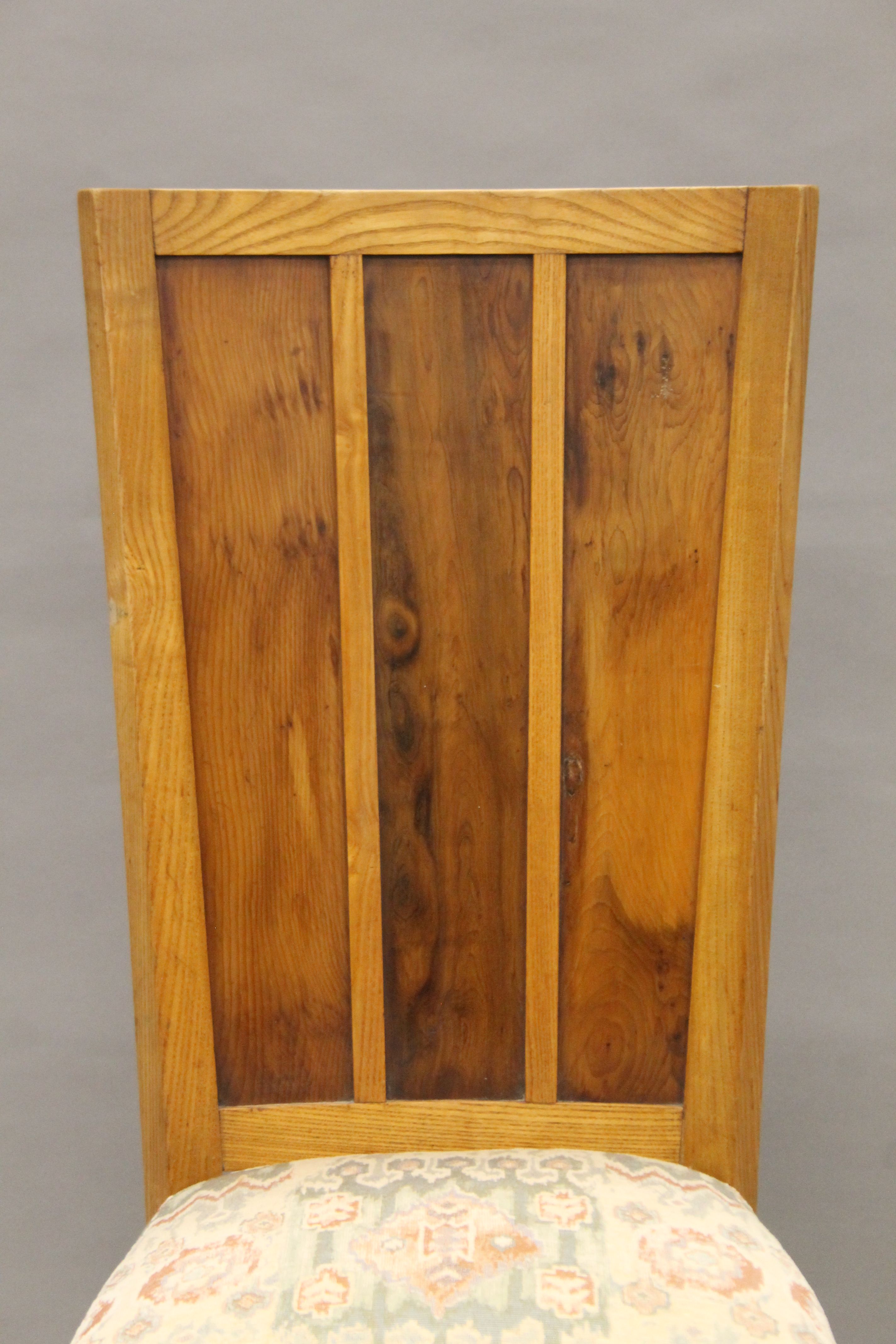 A set of six early 20th century oak and yew wood dining chairs. 45 cm wide. - Image 3 of 6