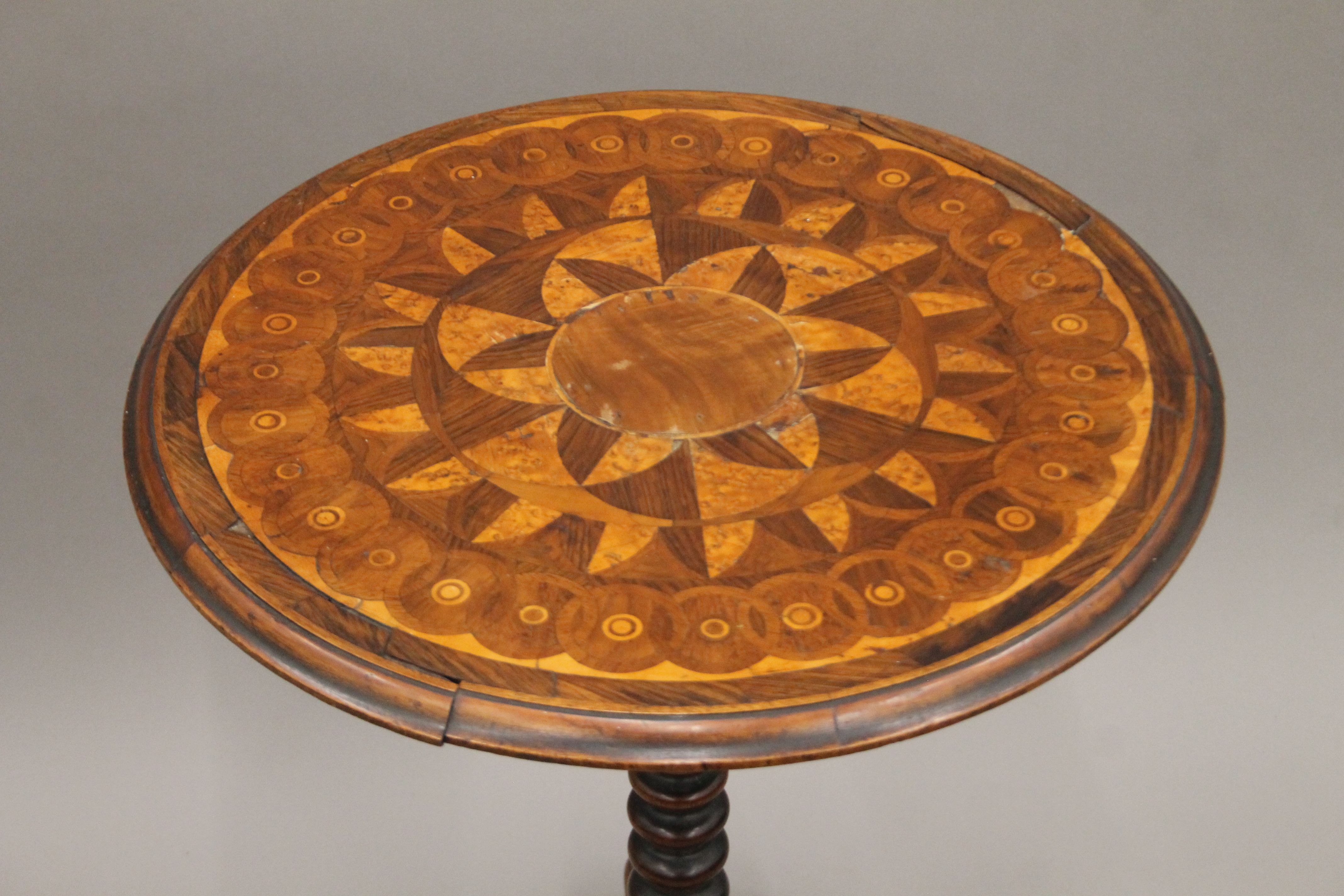 A 19th century inlaid tripod table. 52 cm diameter. - Image 2 of 4