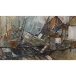 YRAM ALLETS (MARY STELLA EDWARDS) (1915-2009) (AR), Boatyard, oil on board, framed. 63 x 37.5 cm.