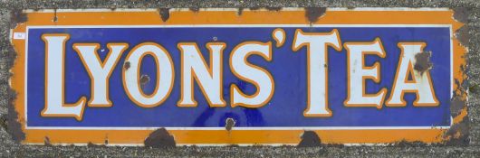 An original Lyons Tea enamel sign. 151 cm long.