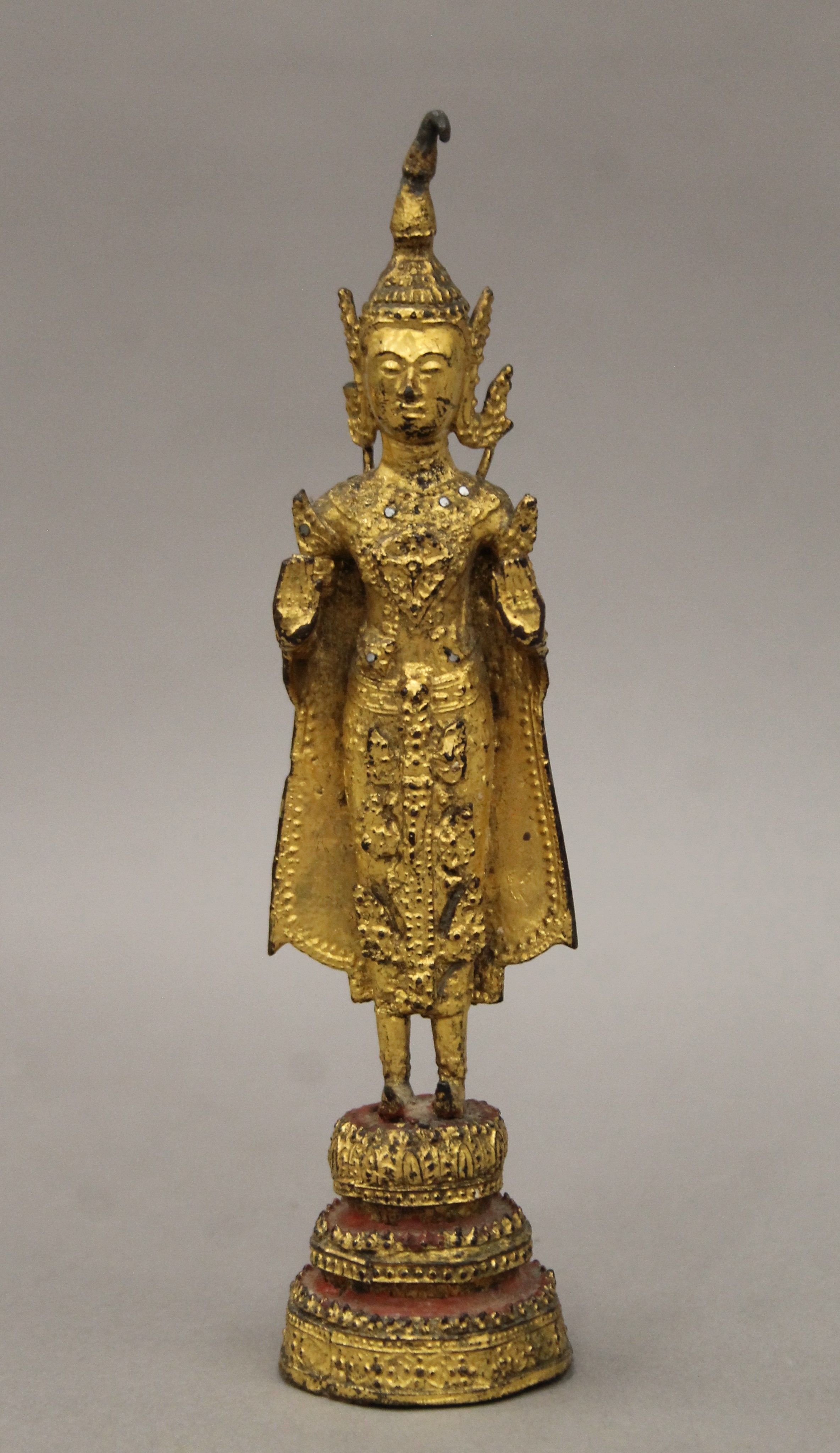 A small Thai gilded bronze standing Buddha, - Image 2 of 10