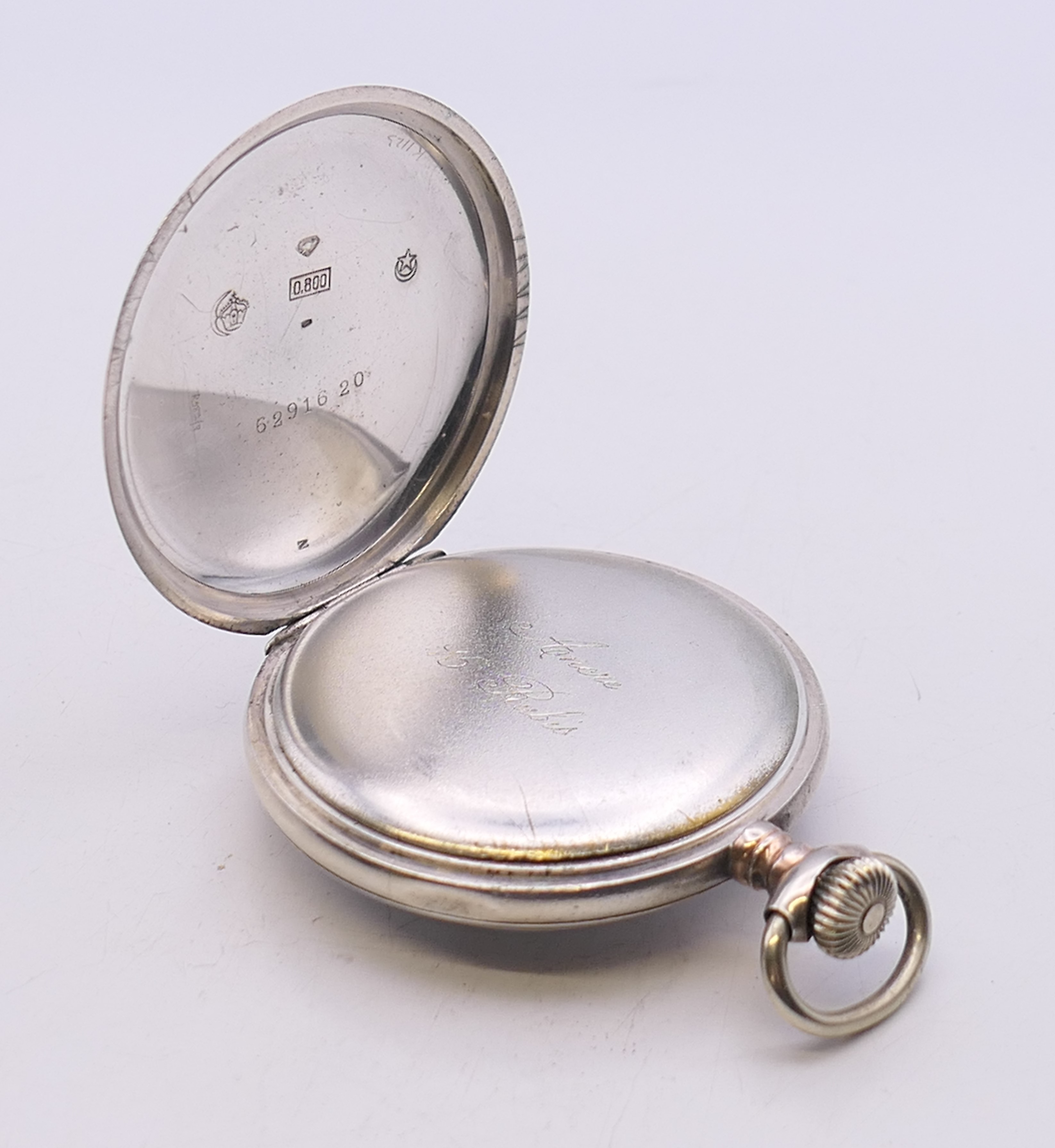 An 800 silver gentleman's pocket watch and a silver gentleman's pocket watch, - Image 4 of 17