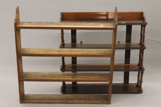 A Victorian oak bookshelf and a Victorian mahogany bookshelf. The former 94.5 cm wide.