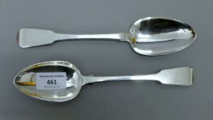 Two Georgian silver spoons. 22.5 cm long. 143.9 grammes.