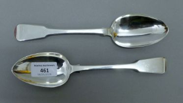 Two Georgian silver spoons. 22.5 cm long. 143.9 grammes.