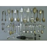 A quantity of various silver flatware. 47 troy ounces total silver weight.