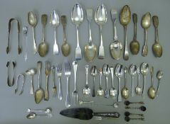 A quantity of various silver flatware. 47 troy ounces total silver weight.