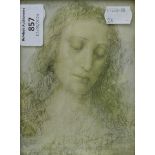 Leonardo da Vinci, Head of Christ, Medici Society print with label to reverse, framed and glazed.