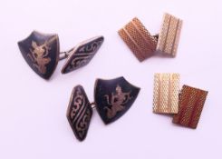 Two pairs of cufflinks. Rectangular pair 1.5 cm x 1 cm.