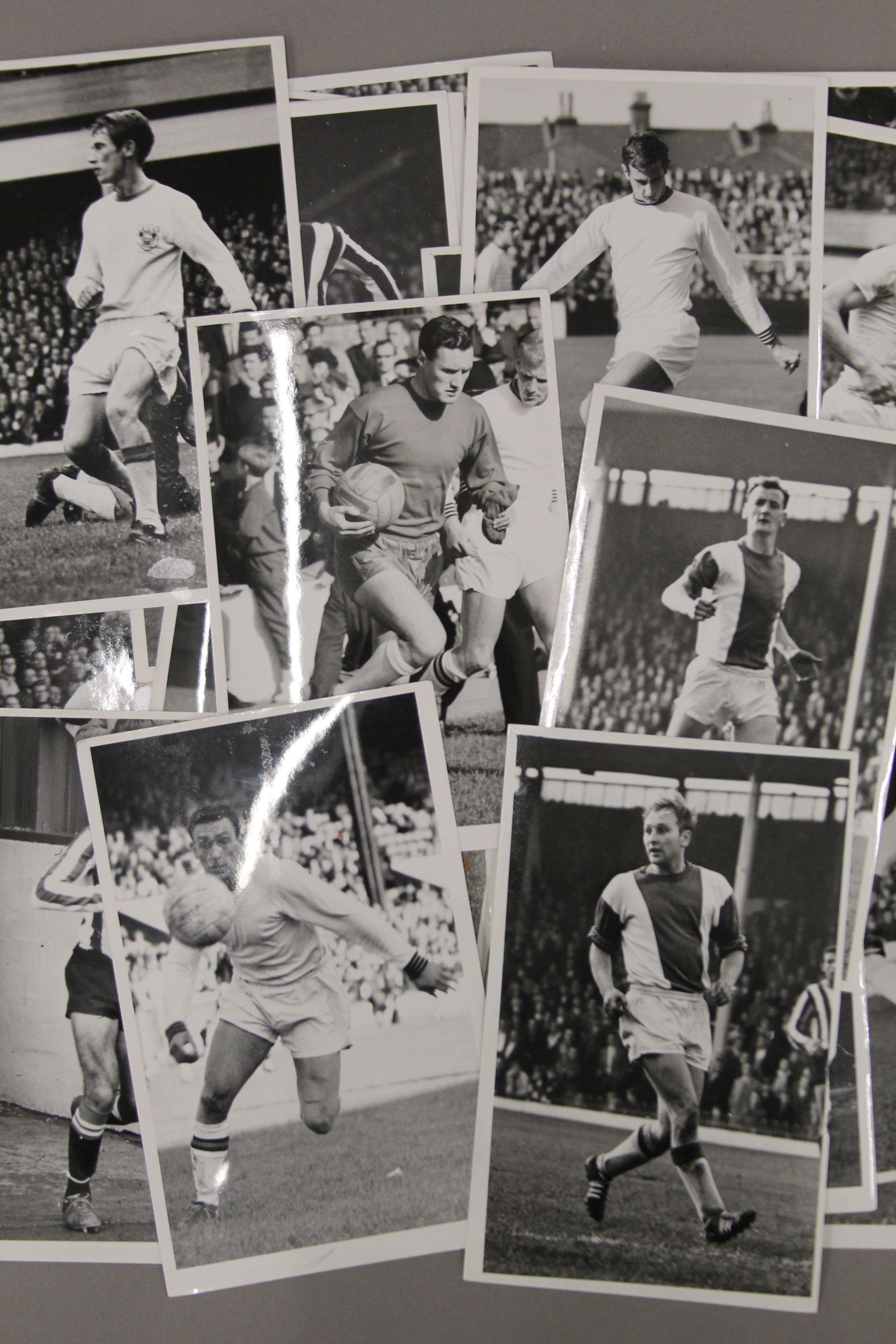 A collection of press photographs of 1960's football and rugby players together with a printed - Image 2 of 7