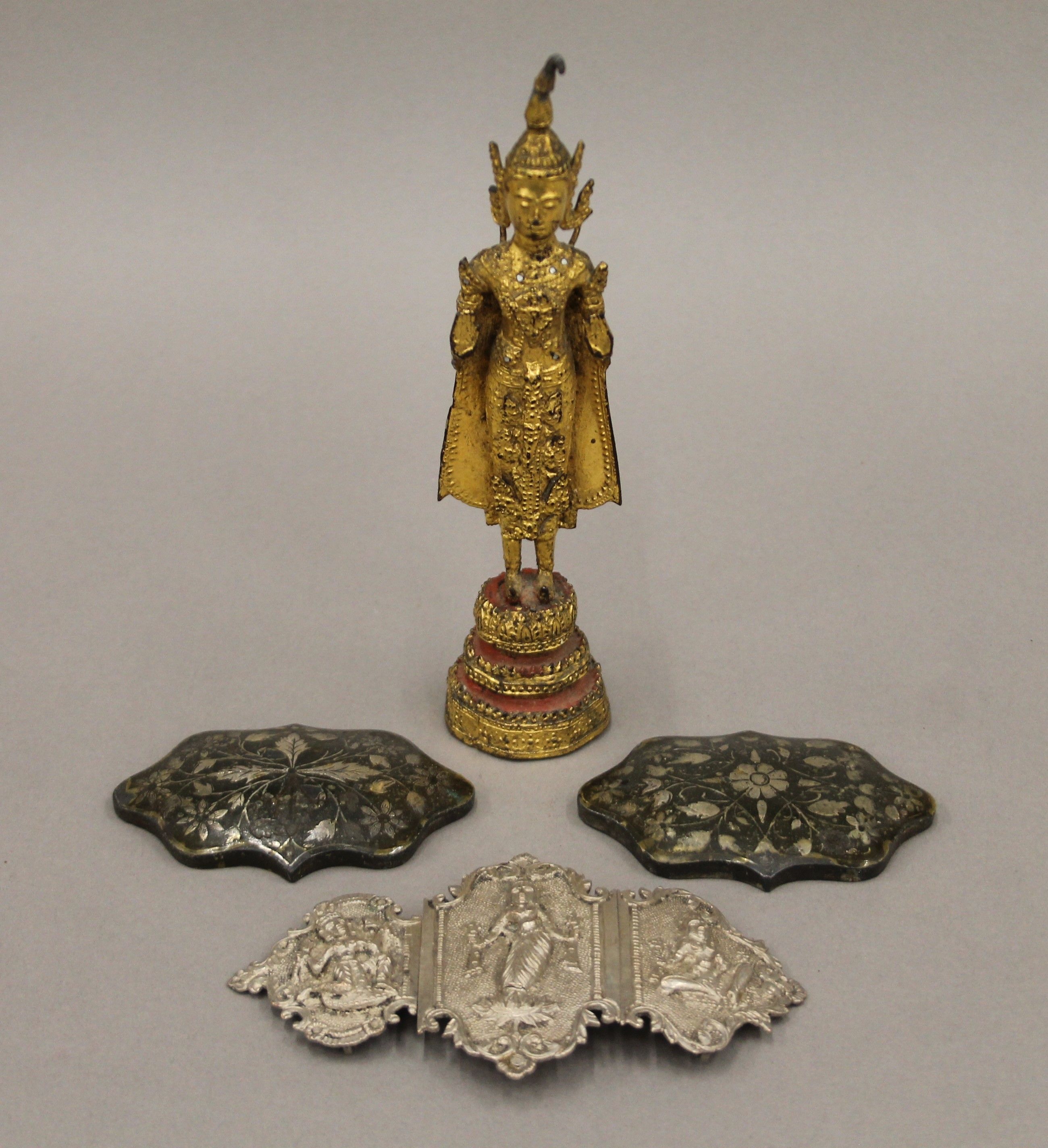 A small Thai gilded bronze standing Buddha,