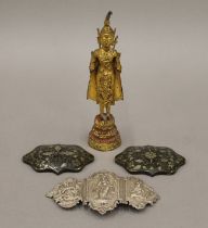 A small Thai gilded bronze standing Buddha,
