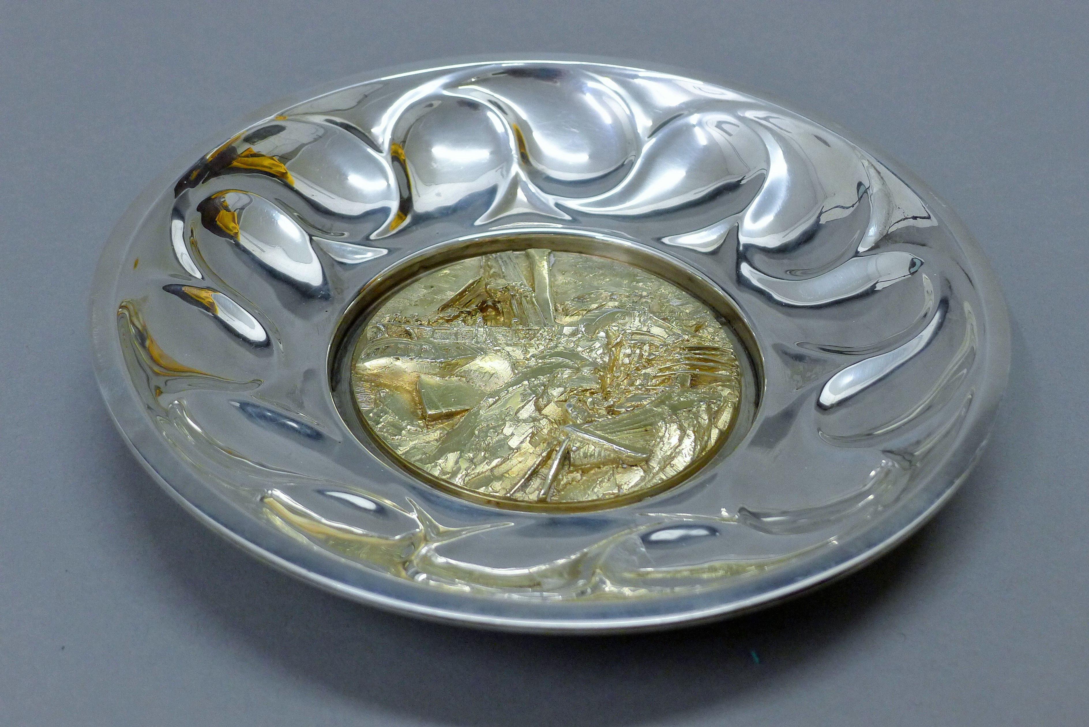 A silver and silver gilt limited edition Royal National Lifeboat Institution commemorative dish. - Image 2 of 5