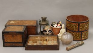 A quantity of miscellaneous items, including various boxes, wooden stands, etc.
