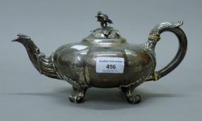 A Georgian Storr and Mortimer silver teapot. 27.5 cm long. 824.8 grammes.