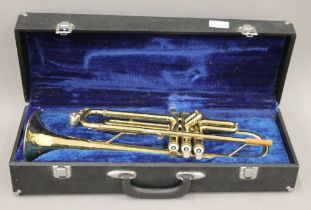 A boxed Jupiter trumpet. The box 53.5 cm long.