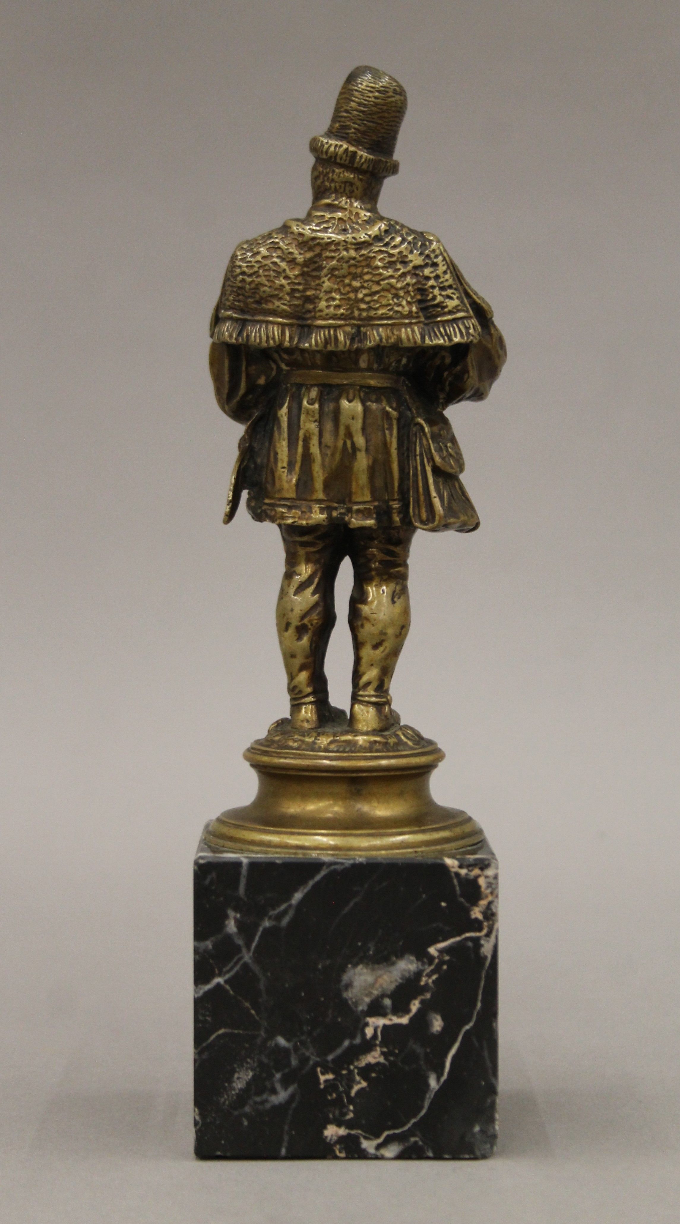 A 19th century gilt bronze figure of a bagpiper on a marble base. 21.5 cm high overall. - Image 6 of 6