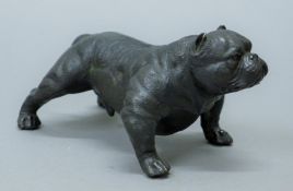 A bronze bulldog. 18 cm long.