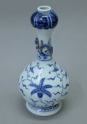 A Chinese blue and white garlic neck vase. 30 cm high.