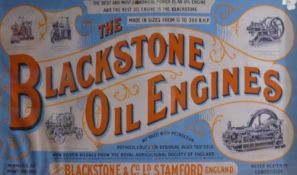 A Blackstone Oil Engines advertising print, framed and glazed. 107 x 66.5 cm overall.