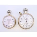 Two stopwatches: an Air Ministry 6B/129 split second stopwatch and a WWII military stopwatch,
