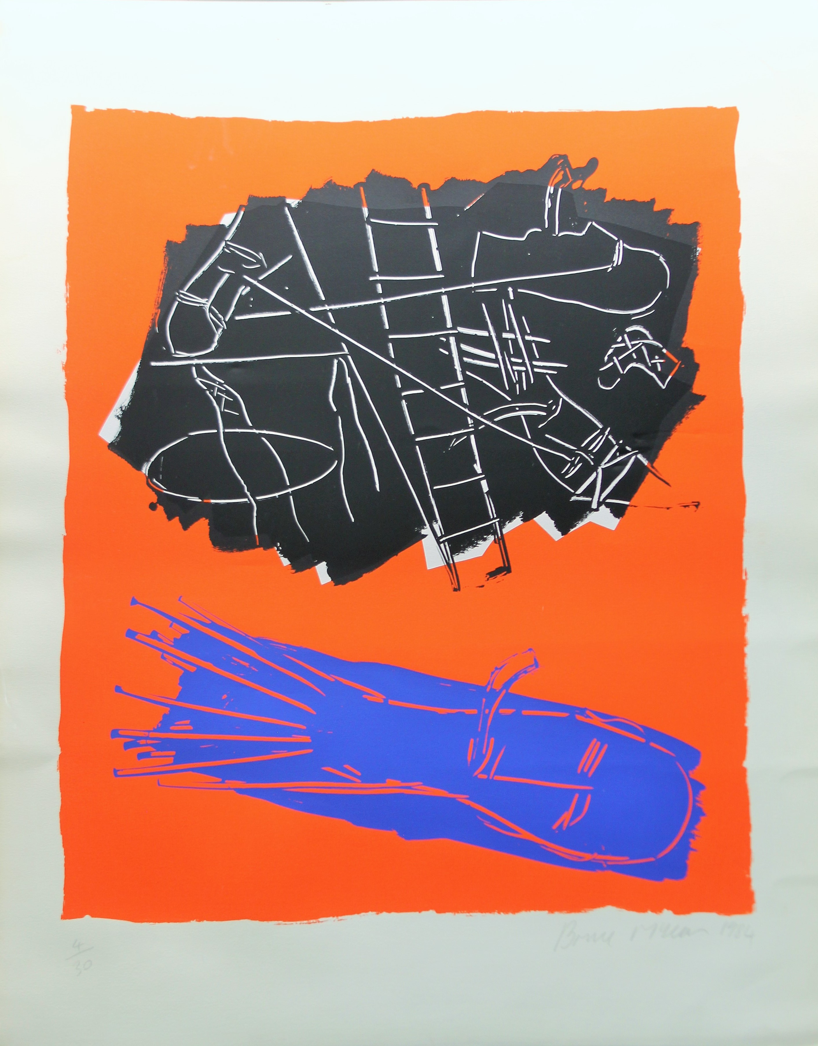 McLEAN, BRUCE, (born 1944) British (AR), Heads and Ladders, silk screen. 100 x 80 cm. - Image 2 of 3