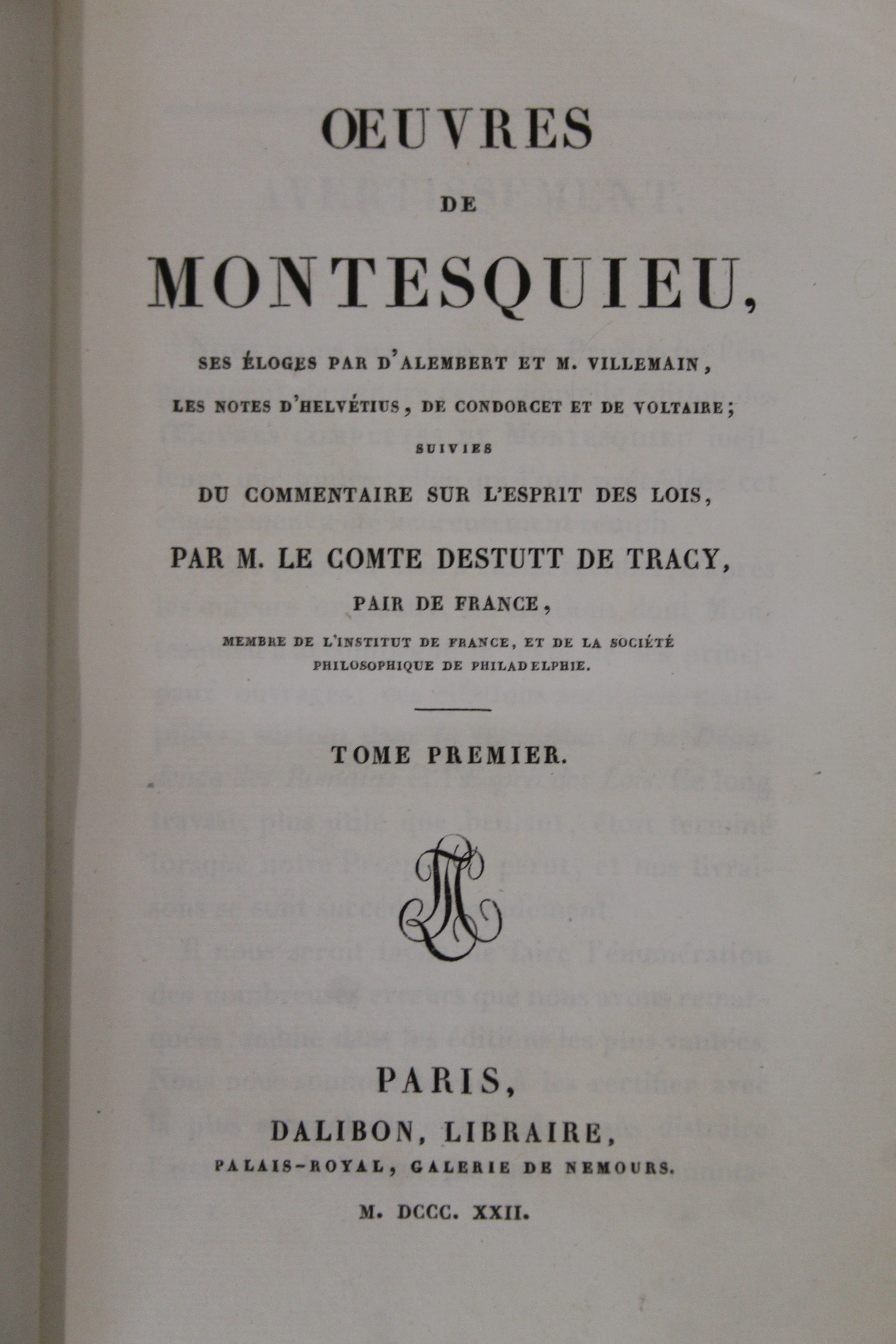 Montesquieu (Charles Louis de), Oeuvres, Remarques, Noes, Refutations, - Image 8 of 11