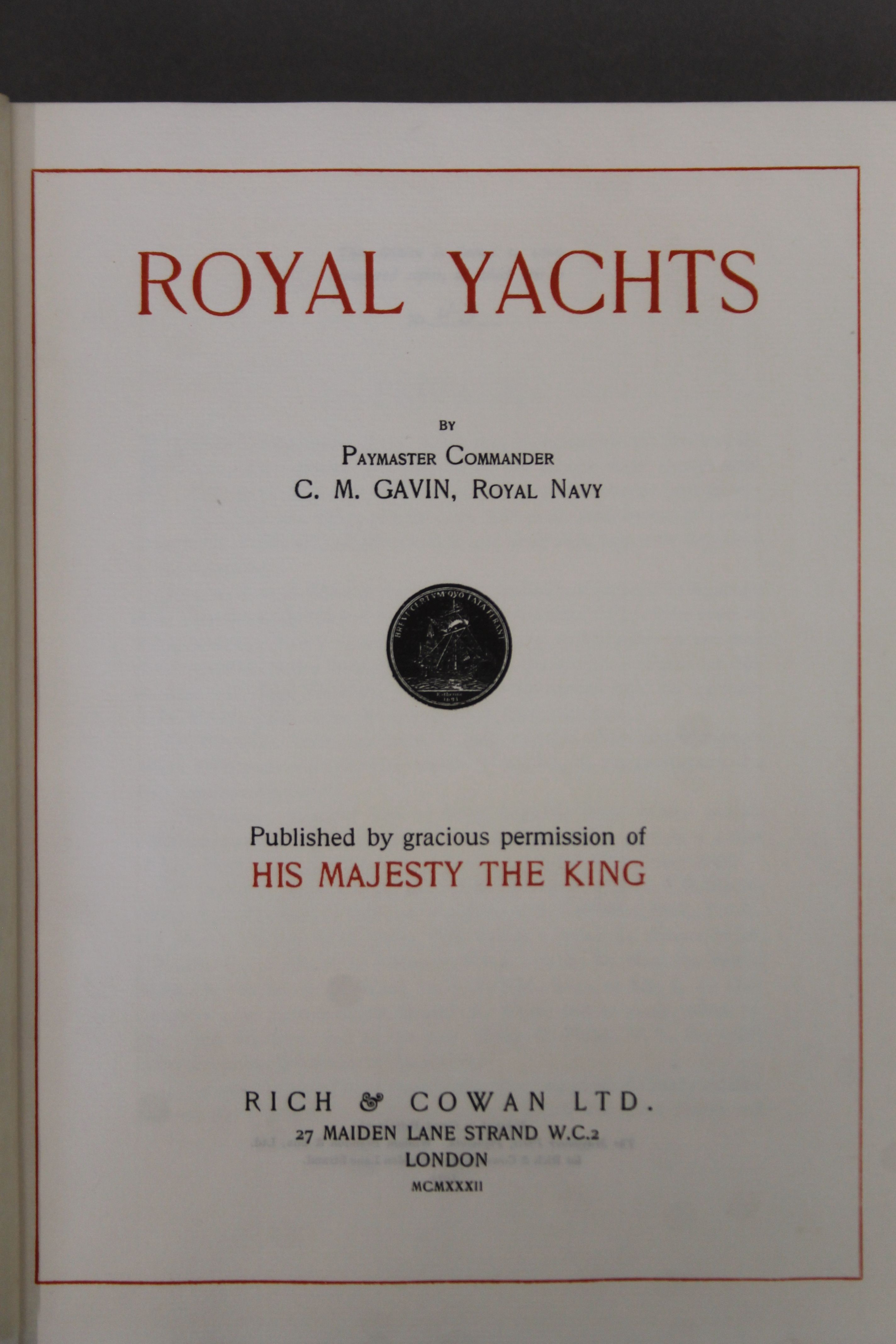 Gavin (C M), Royal Yachts, limited to 100 copies, this copy 43, full morocco, 4to, - Image 7 of 18