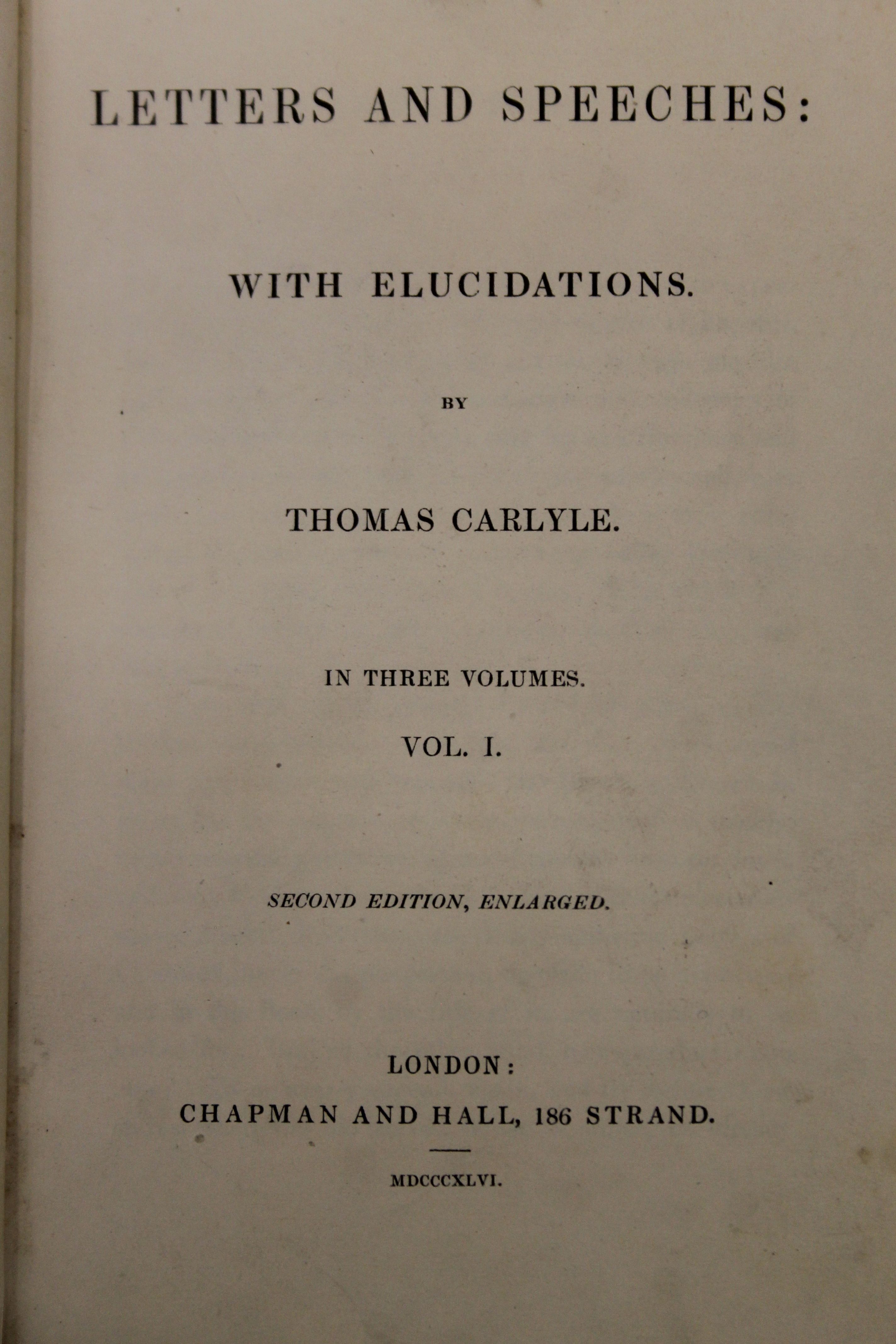 Carlyle (Thomas), Oliver Cromwell's Letters and Speeches, first edition, 3 vols, - Image 7 of 16