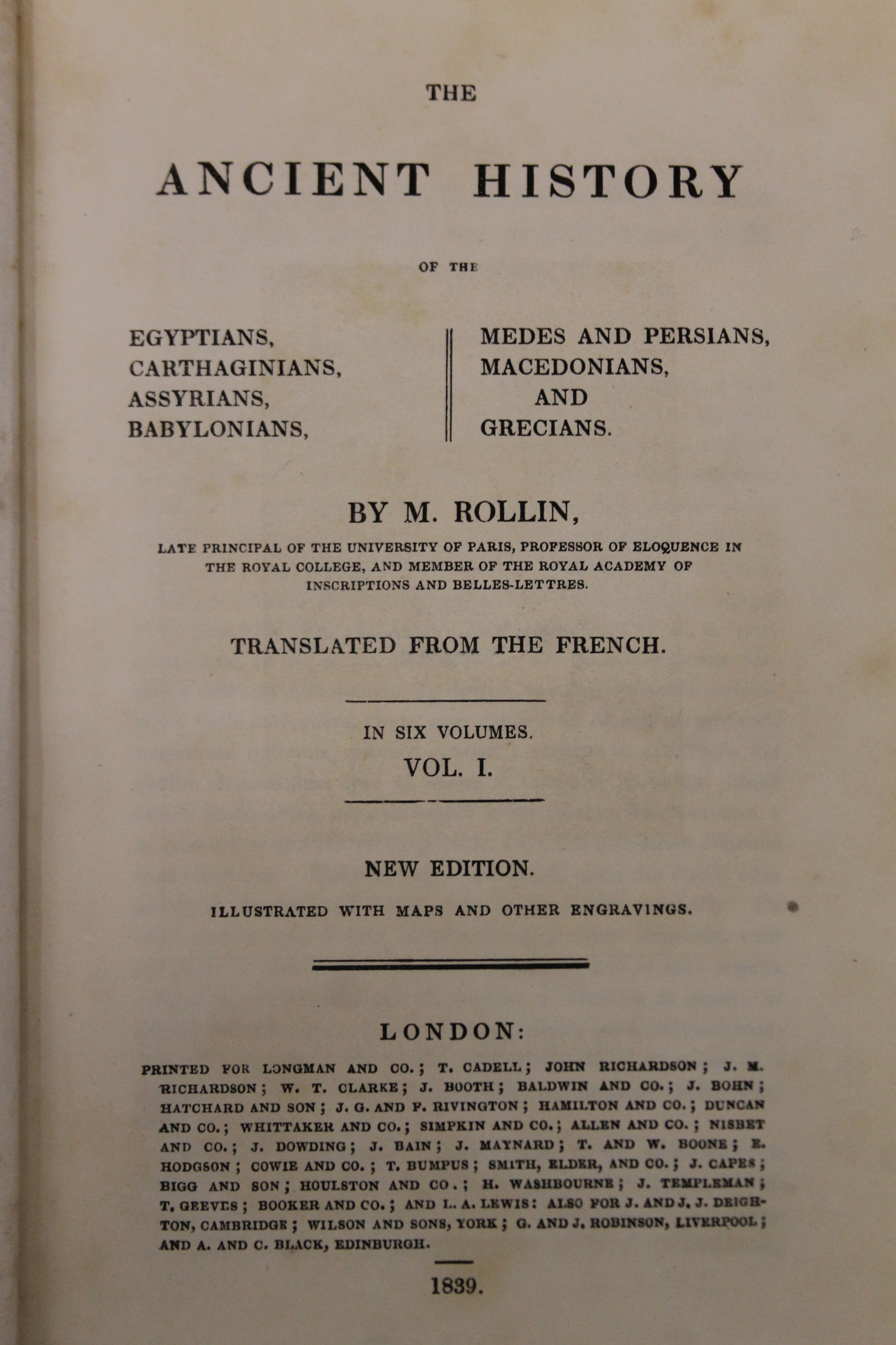 Rollin (M), The Ancient History Translated From the French, new edition, 6 vols, - Image 7 of 21