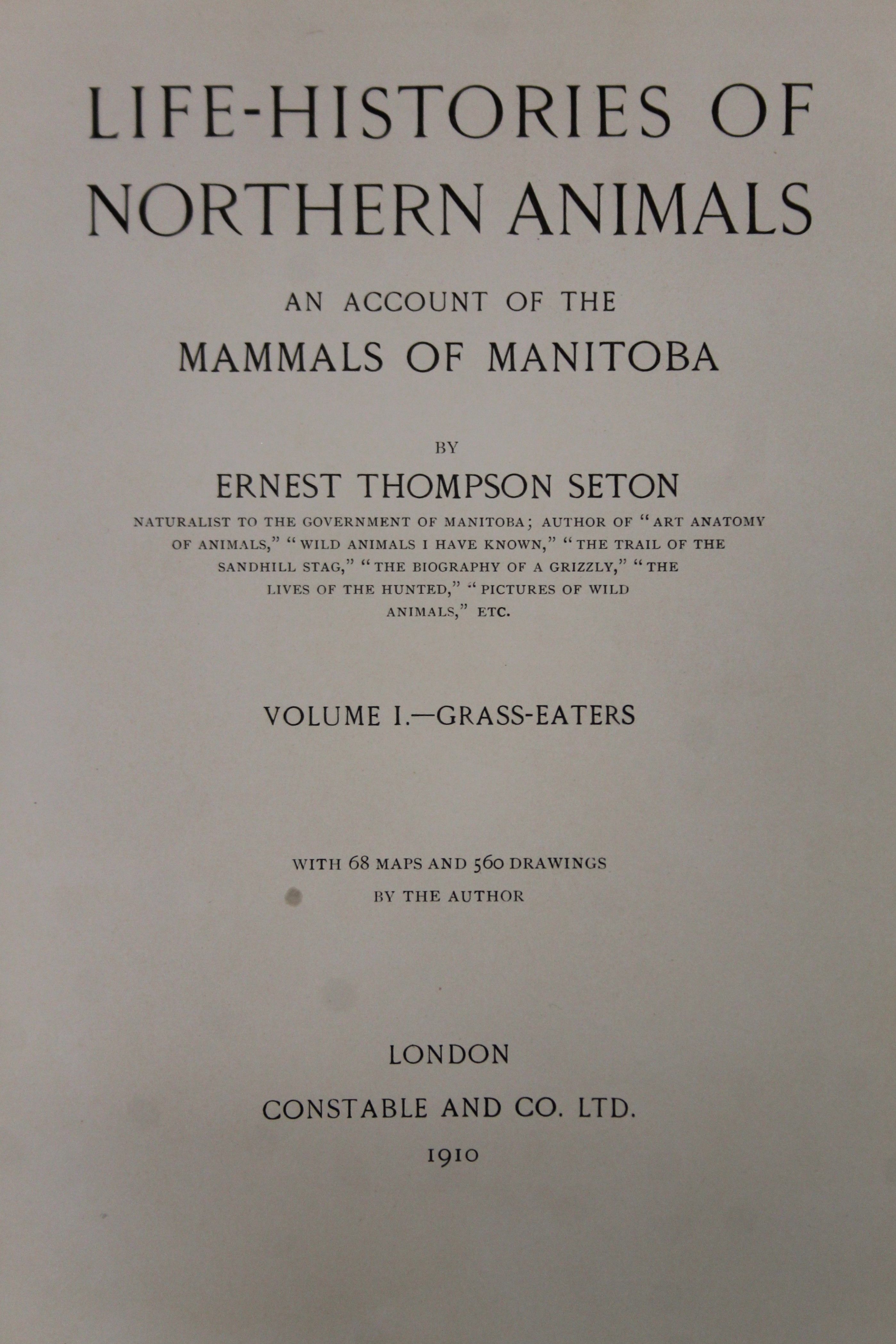 Seton (Ernest Thompson), Life-Histories of Northern Animals - An Account of the Mammals of Manitoba, - Image 7 of 18