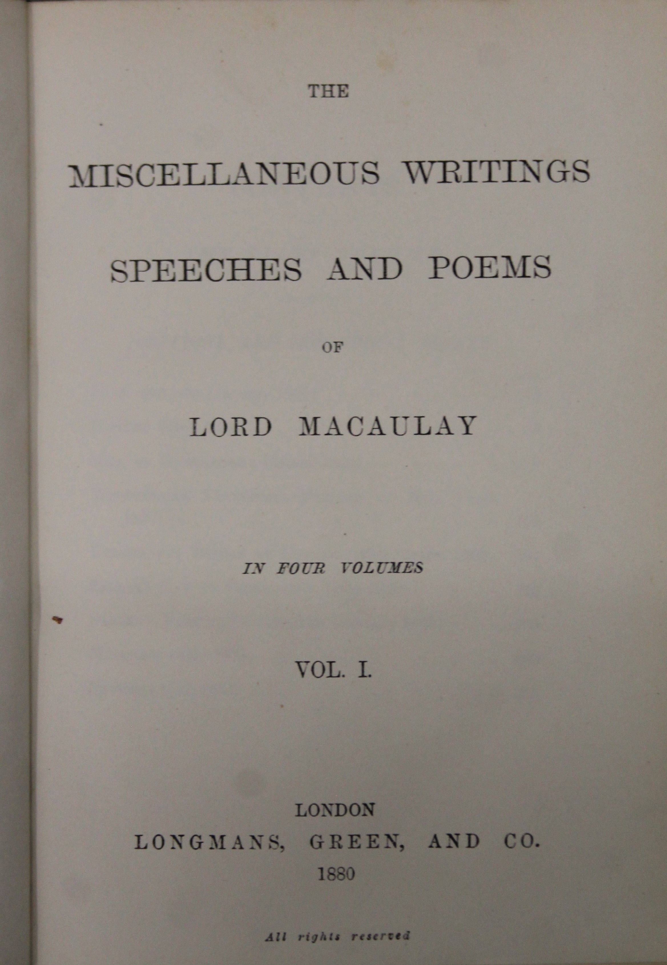 Macaulay (Lord), Works: History of England, Essays, Miscellaneous 16 vols, - Image 6 of 11