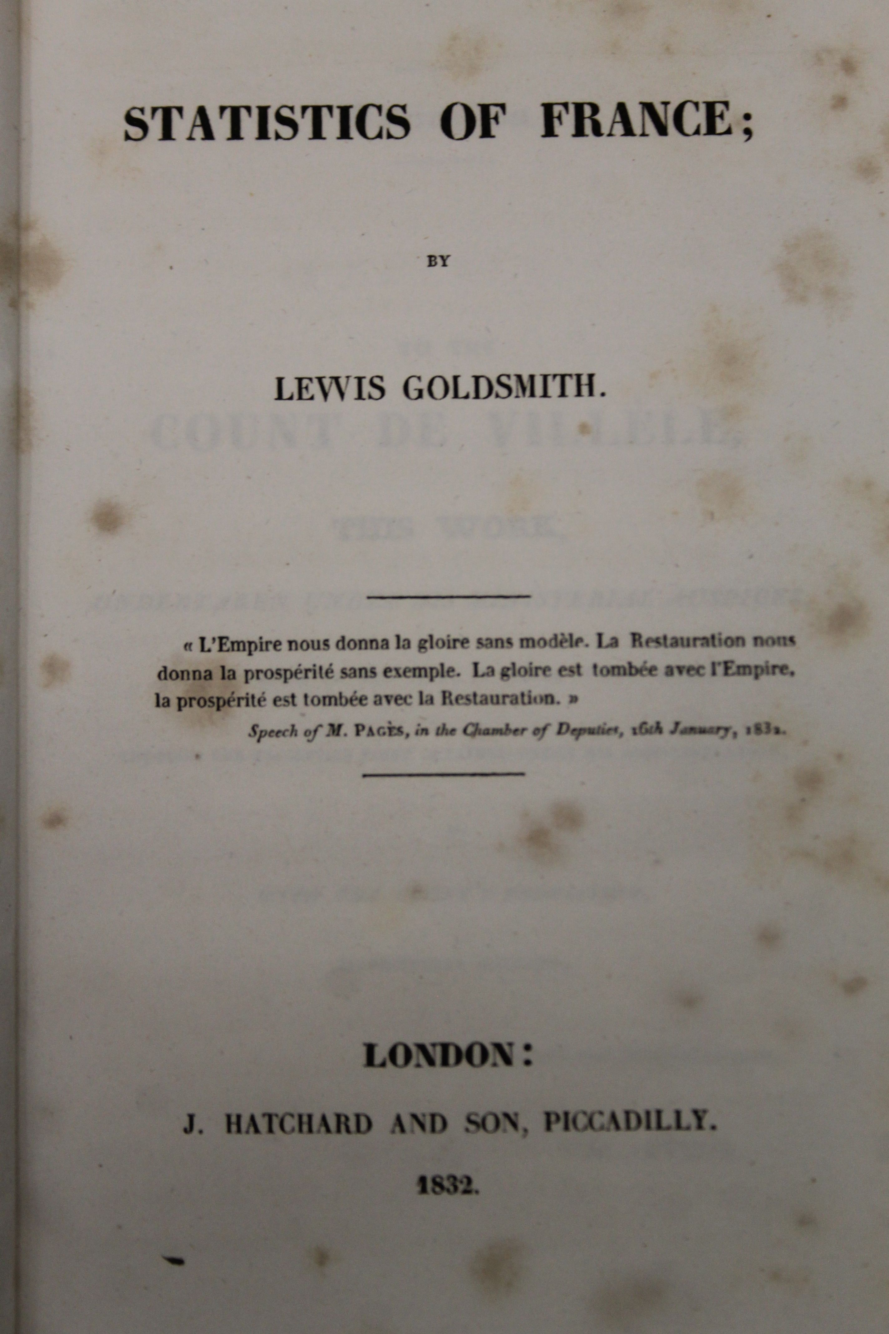 Goldsmith (Lewis), Statistics of France, first edition, - Image 5 of 11