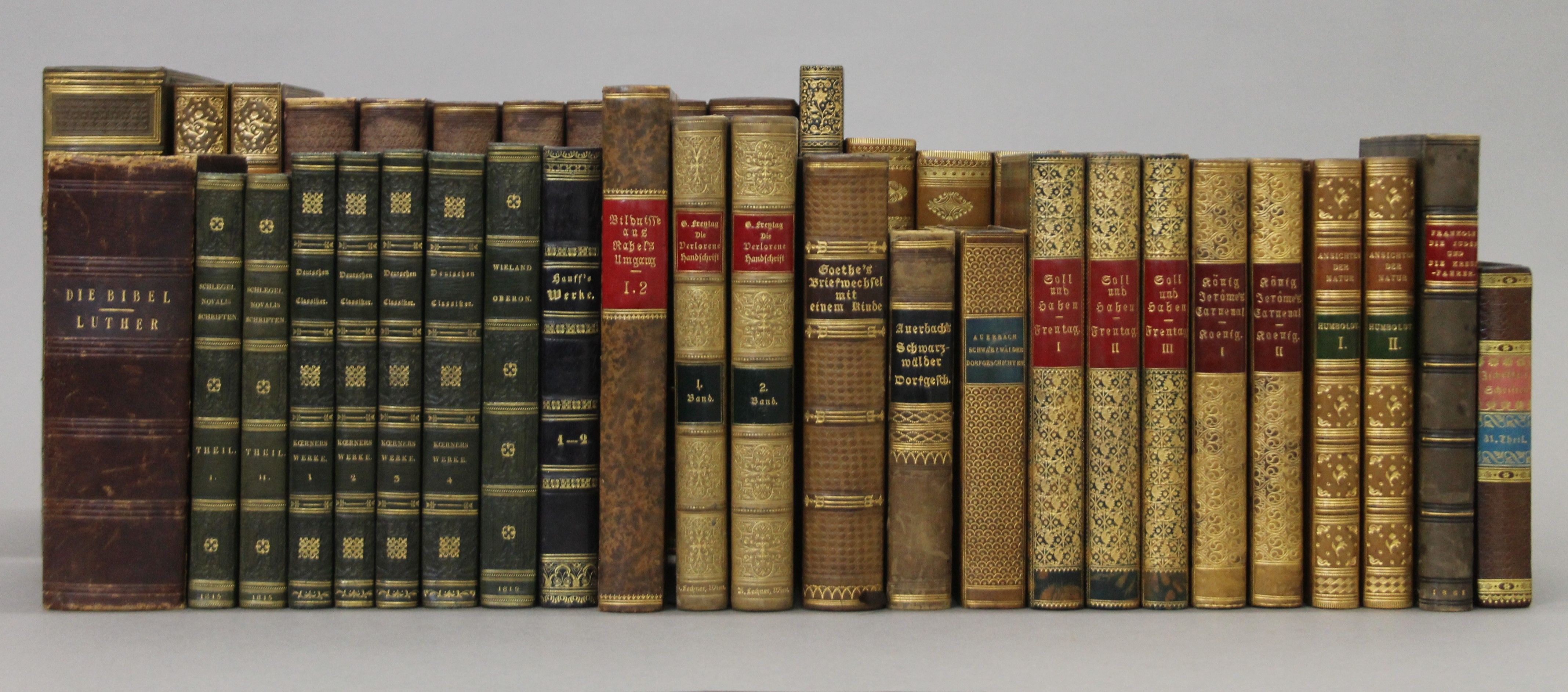 German Literature, 42 volumes, finely bound, some by Leighton.