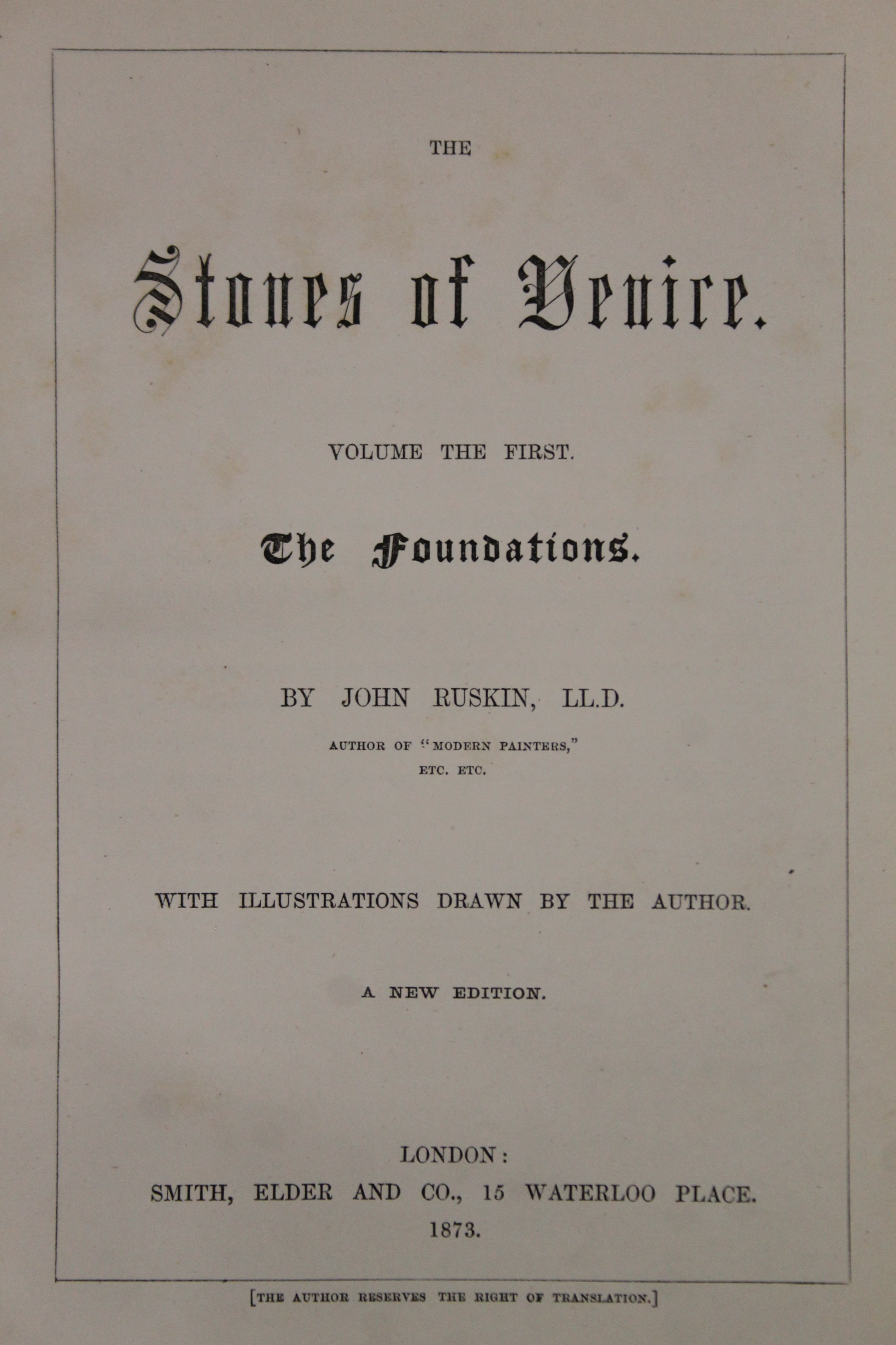 Ruskin (John), The Stones of Venice with Illustrations Drawn by the Author, new edition, 3 vols, - Image 6 of 8