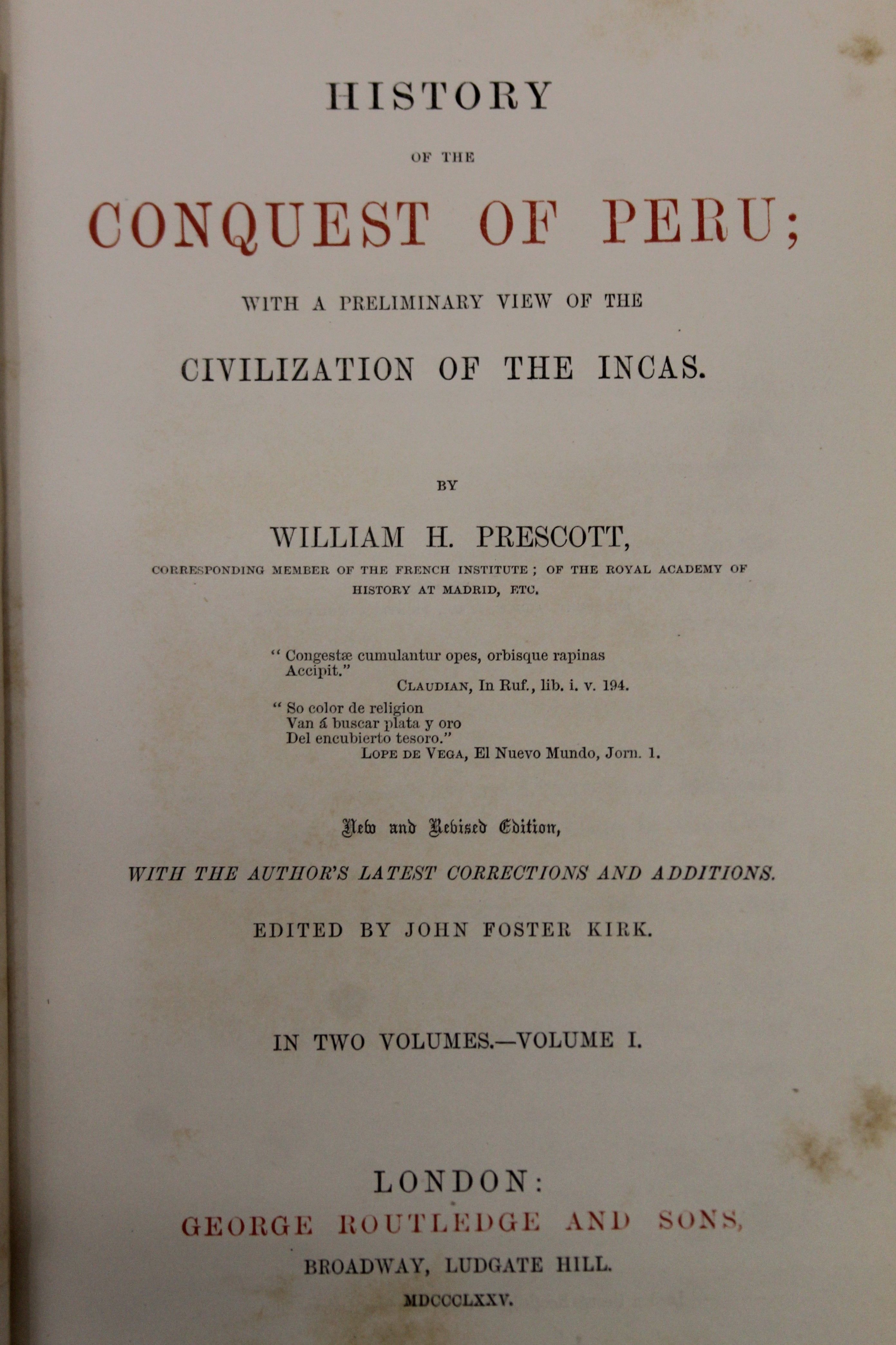 Prescott (William H), Works, 12 vols, finely bound in full brown calf, red and green labels, - Image 9 of 11